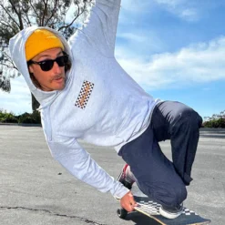 Neon Script Fleece Pullover Hoodie - Heather Grey 11 Neon Script Fleece Pullover Hoodie - Heather Grey -Kyosho Shop NeonScriptHoodieProductPage3